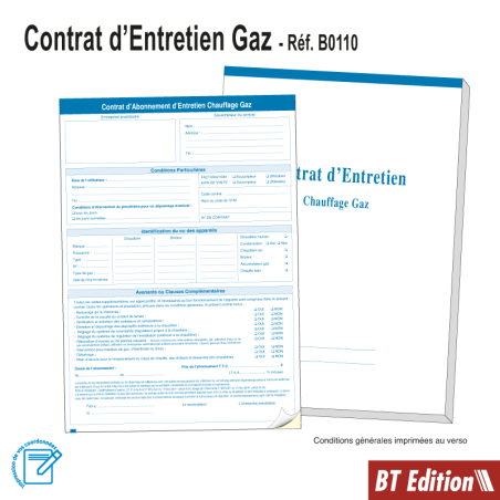 GAZ - Carnet Contrat d'Entretien