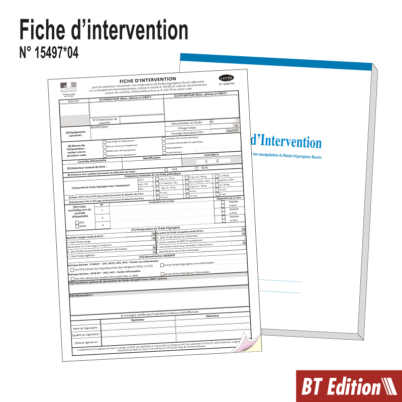 Carnet Fiche d'Intervention 15497*04