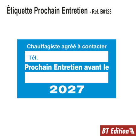 Etiquette Prochain Entretien Chauffage Bleue